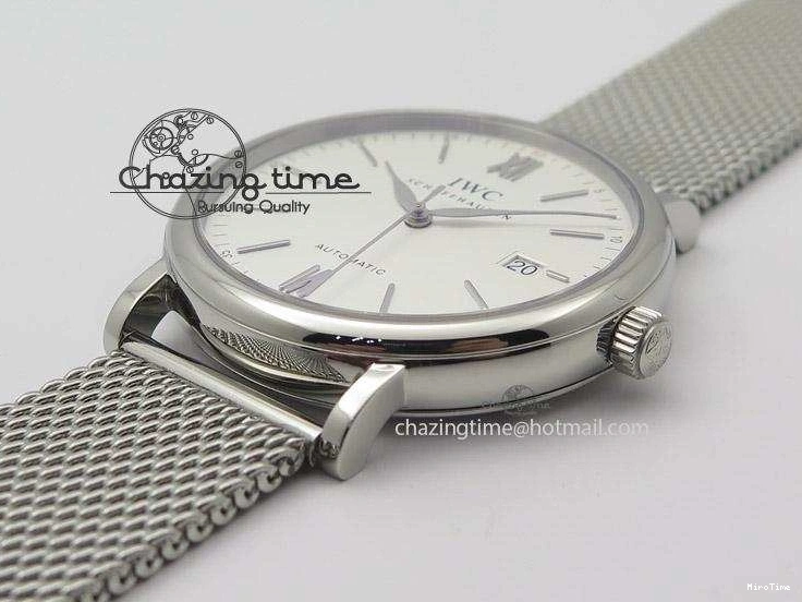 MIROTIME 0130 Portofino SCHAFFHAUSEN SS MKF 1:1 Best Edition White Dial On Mesh Bracelet A TravelReady 7341